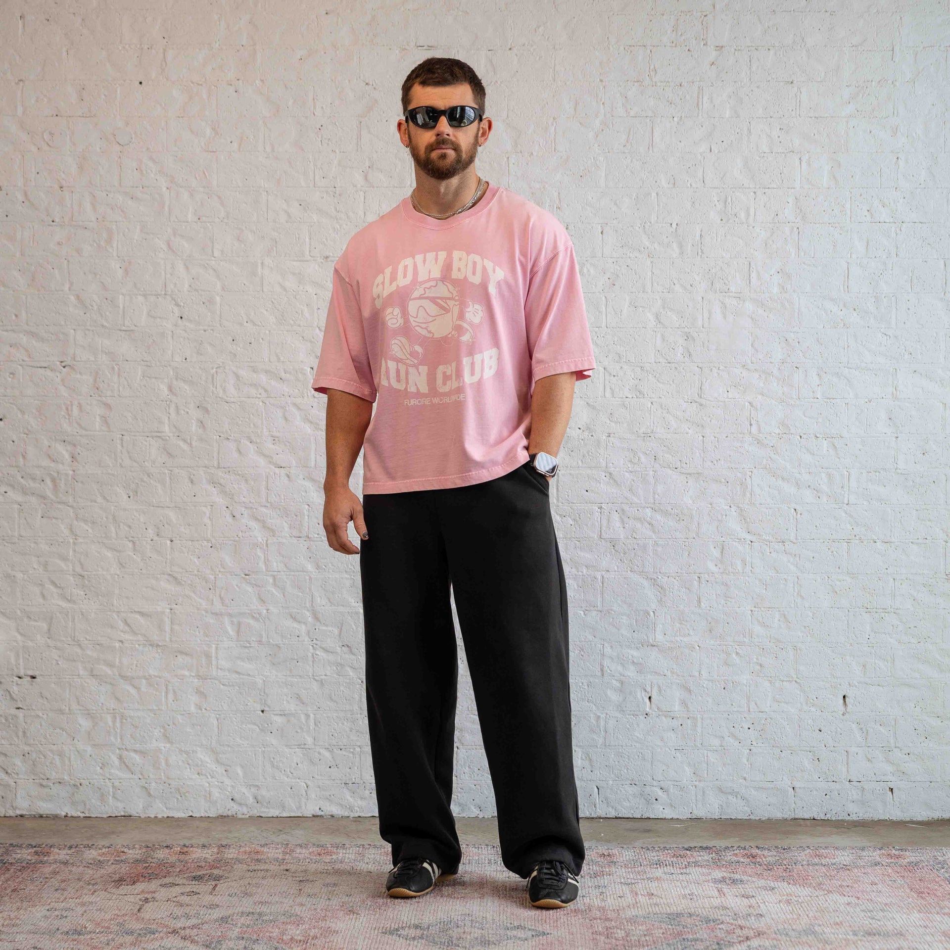 Slow Boy Run Club Tee Pink